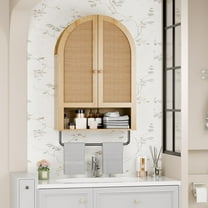 Bathroom Wall Cabinet, Modern Medicine Cabinet with with Adjustable Wood Shelf, Large Storage Cabinet for Bathroom, Livingroom, Kitchen, Nature