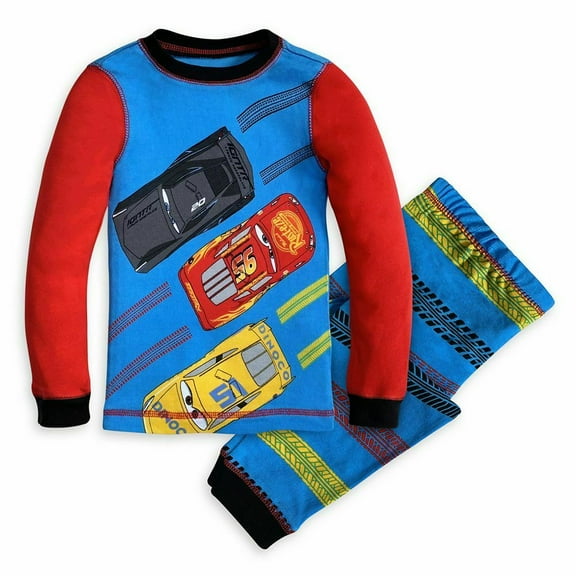 Disney Store Car Lightning McQueen 2 PC Long Sleeve Tight Fit Cotton Pajama Set Boy Size 5