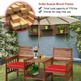 thumbnail image 5 of Costway Patio Loveseat Conversation Set Acacia Wood Chair Coffee Table Cushioned Red, 5 of 11