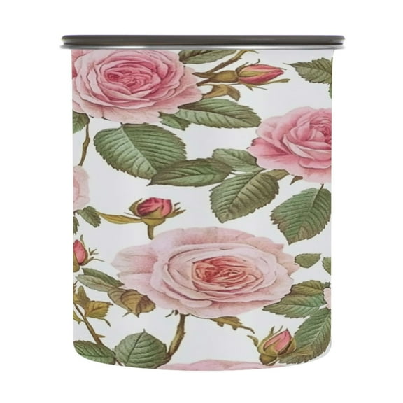 Wobogo Light Pink Rose Food Storage Jars 304 Food Grade Stainless Steel Canisters With Vacuum Airtight Lids for Coffee Snacks Nuts Cereal 900ML