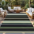 thumbnail image 3 of Outdoor Rug 5x7 ft Green Black Retro Stripe Waterproof Outdoor Patio Rug Mat Non Slip Outside Area Rugs Carpet for RV,Camping,Porch,Deck,Pool,Balconybackyard,Minimalist Geometric Pattern, 3 of 9