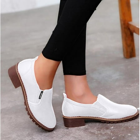 XDDST Womens Flats Comfortable Dressy Flat Ladies Boots Womens Shoes Platform Round Head Fashion Short Womens Boots White
