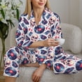 thumbnail image 6 of Yiaed record rock music Skull Print Pajamas Women's Long Sleeve Sleepwear Soft Button Down Loungewear Pjs Lounge Set Nightwear Womens Pajama Pants-X-Large, 6 of 7