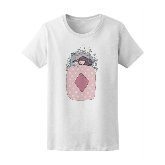 Sweet Dreams Cat Girl Sleeping Tee Women's -Image by Shutterstock