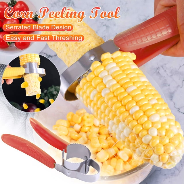 Pelador de Maíz de Acero Inoxidable | Mango Ergonómico | Hoja Dentada para Una Extracción Suave Del Maíz | Cortador de Verduras de Cocina de 15 X 16 X 3 Cm