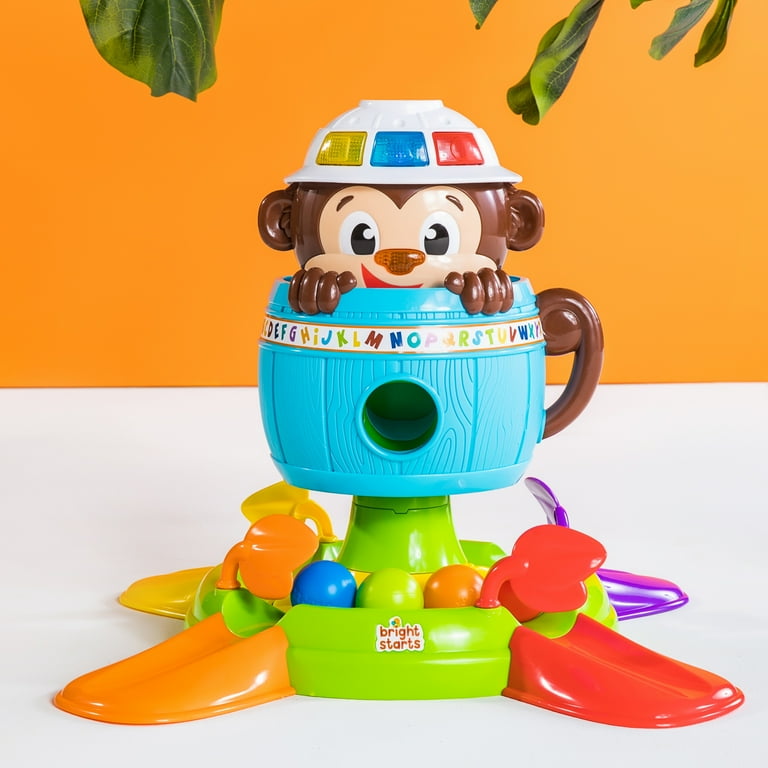 Bright Starts Hide n Spin Monkey Ball Popper Musical Activity Toy Ages 6 months