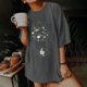 thumbnail image 2 of Hombres Y Mujeres Retro Tops Trendy Droped Shoulder Sleeves Impresión Suelta Manga Corta Top Pullover Odeerbi ODB180421, 2 of 9