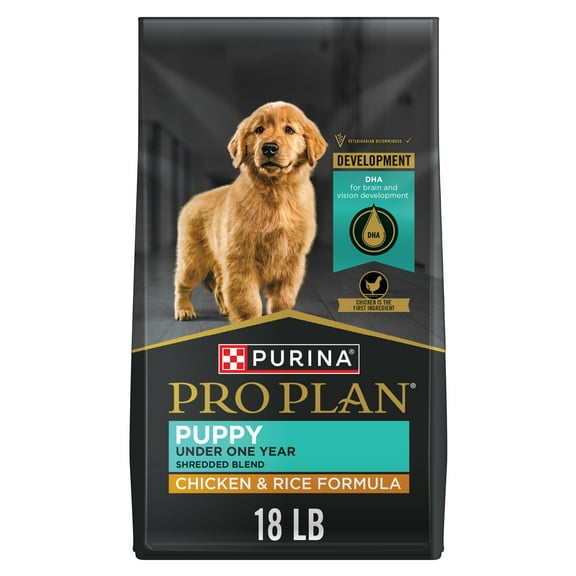 Purina Pro Plan Puppy Dry Dog Food for Under 1 Year, Real Chicken & Rice, 18 lb Bag