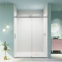 BARONAGE Frameless Single Sliding Soft-Close Shower Door(Countbuffer) 56-60 in. x 76 in , 3/8" (10mm) Clear Tempered Glass, Reversible Installation Easy Glide Rollers Sliding Shower Door Chrome