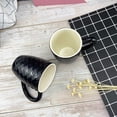 thumbnail image 2 of 6 Pack Coffee Mug Set Embossed Design, Coffee Cup for Water, Coffee, Milk,Ceramic, Black, 11.8 fl oz, 2 of 7
