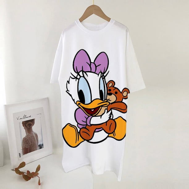 Disney Minnie Mickey Mouse Mini Dresses Women Short Sleeve Party Club Dress Casual Loose Fashion Streetwear Summer Dress MujerL Gao Jinjia LED