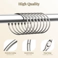 thumbnail image 3 of 12 Pcs Shower Curtain Rings, Shower Curtain Hooks Rust Proof Shower Rings for Curtain, Silver Snap Joint Shower Curtain Clips, 3 of 8