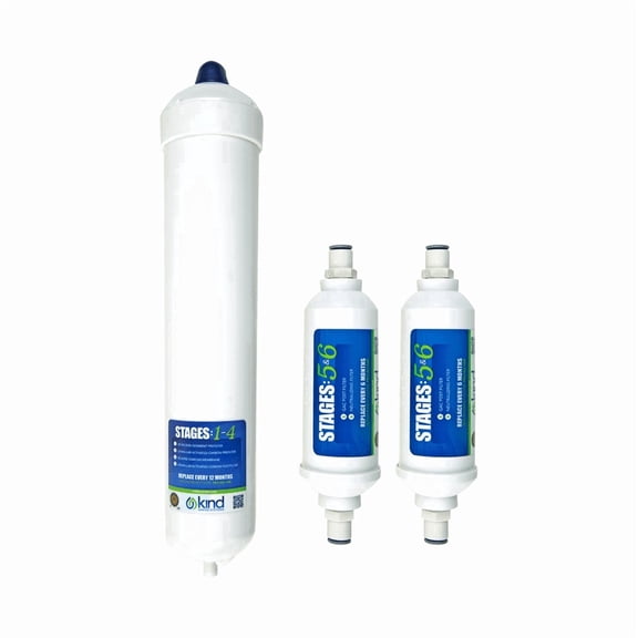 Kind Water Systems 6-Stage Reverse Osmosis System Replacement Filters - 1 Year Supply, Includes Carbon Filter for Stages 1–4 & 2 Stage 5-6