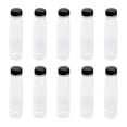 thumbnail image 1 of EeaseMX 10 envases vacíos de 330 ml, botellas PET transparentes de plástico para bebidas, zumos y zumos con tapas (tapas negras)., 1 of 8