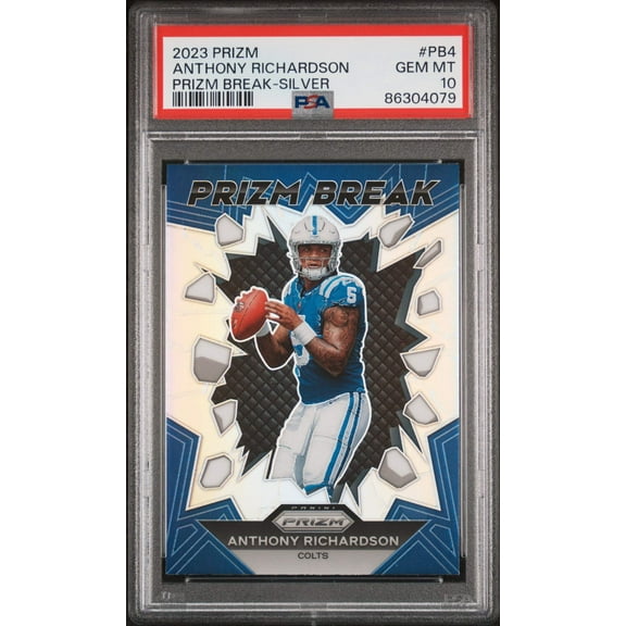 Graded 2023 Panini Prizm Anthony Richardson #PB4 Prizm Break Silver Rookie RC Football Card PSA 10 Gem Mint