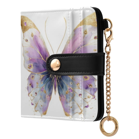 Qxltty Pastel Butterfly Ladies Wallet Rfid Slim Thin Compact Credit Card Women Wallet Zipper Coin Pocket and ID Window for Female Gifts