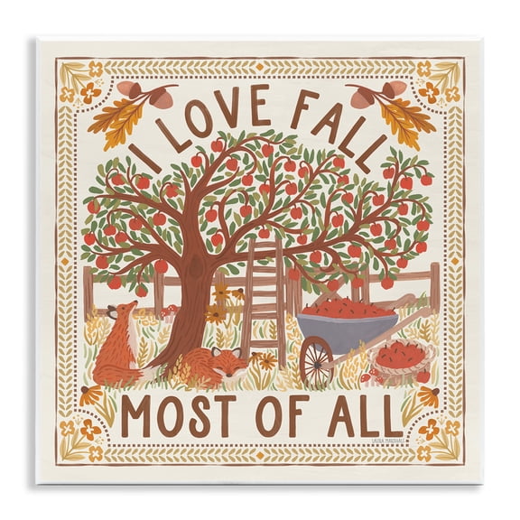Stupell Industries Love Fall Scenery Landscape Painting Unframed Art Print Wall Art, 12 x 12