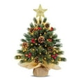 thumbnail image 4 of Mini Tabletop Christmas Tree with Lights and Star Topper, 18 Inch Pre-Lit Artificial Pine Tree with Pinecones & Red Berries, Battery Operated Mini Xmas Tree for Home Office Desk Holiday Decor, 4 of 7