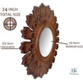 thumbnail image 4 of DecorShore 24" Vintage Scroll Brown Farmhouse Style Wooden Bathroom Wall Mirror in Sun Flower Frame, 4 of 7