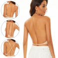 Strappy Low Back Bra for Women Deep V Low Cut Backless Bralette