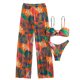 thumbnail image 1 of Traje de Baño Bikini 3 Pzas Salida de playa Pantalón Cover up, 1 of 5