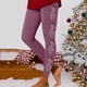 thumbnail image 1 of MKLEKYY Leggings push up para mujer, leggings casuales para entrenamiento, pantalones con estampado navideño de triple bloque de color, leggings elásticos suaves, 1 of 3