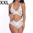thumbnail image 1 of Conjunto de ropa interior de malla de encaje para mujer, lencería sexy, ropa de dormir, ropa de dormir, blanco, XXL Eigraketly XX000073-19, 1 of 7