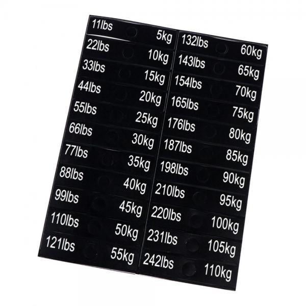 Etiquetas para pilas de pesas,Etiqueta adhesiva de etiquetas de pila de pesas para equipos de gimnasio,Vinilo decorativo números blancos sobre fondo negro,Etiqueta de peso del equipo