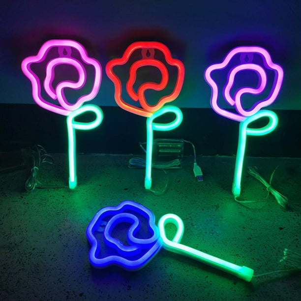 LADIGASU Roses Neon Light Modeling Lantern Room Bedroom Decoration Valentine'S Day Decoration Ofertas Flash Liquidación 1 × Lámpara