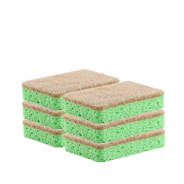 Esponja exfoliante natural a base de plantas, esponjas de limpieza biodegradables que no rayan para platos, cocina, baño y más, incluye estropajo resistente (6