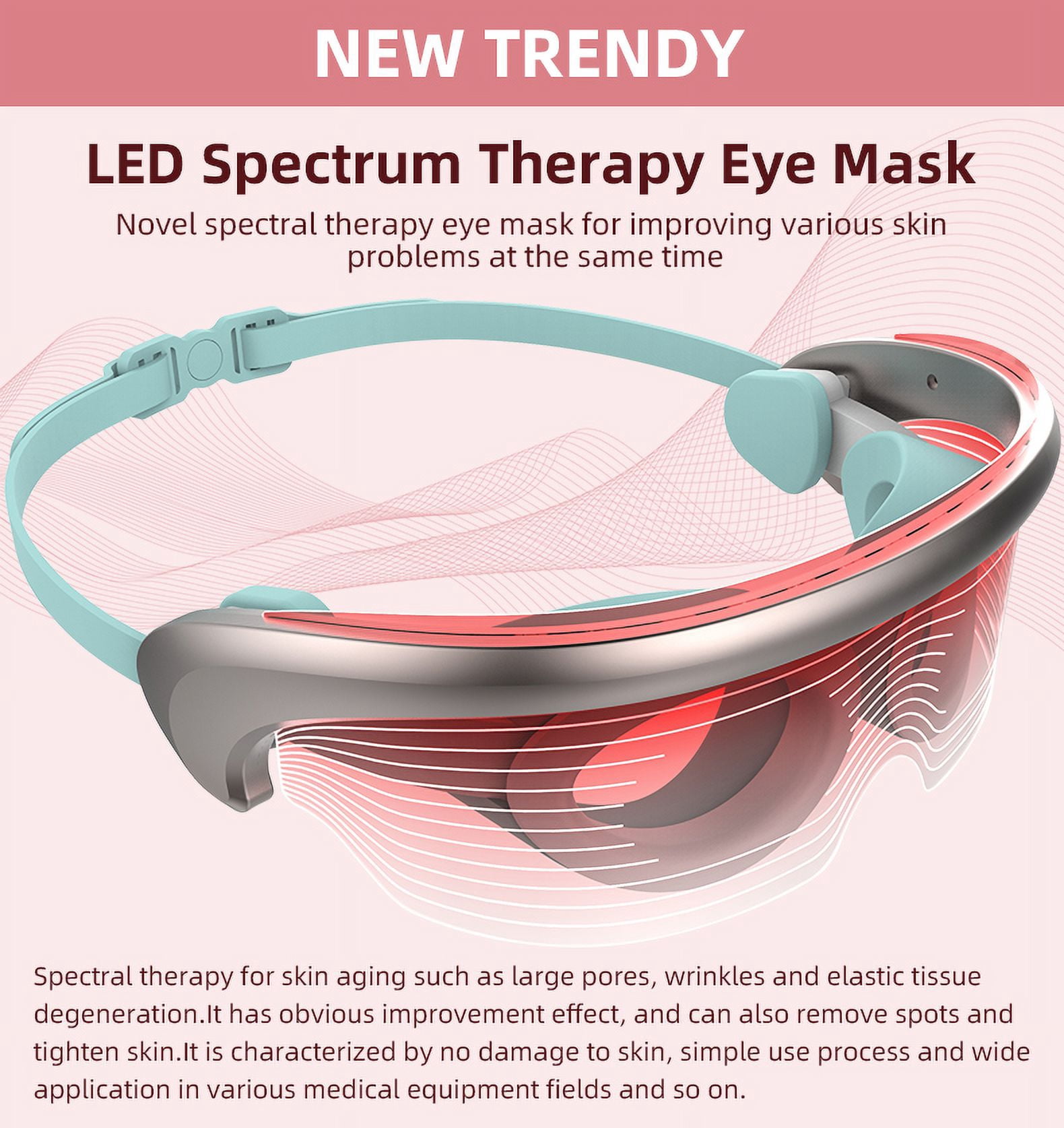 Eye Repair for Dark Circles and Puffiness Electric Vibrating Heated Massage Eye Mask With 3 Colors LED Beauty Light Therapy EYE Mask, Photon Instrument, Anti Acne Wrinkle Removal Skin SPA