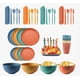 thumbnail image 1 of Vajilla Juego Cocina Paja Trigo Plato Tazas Kit 48pcs, 1 of 4