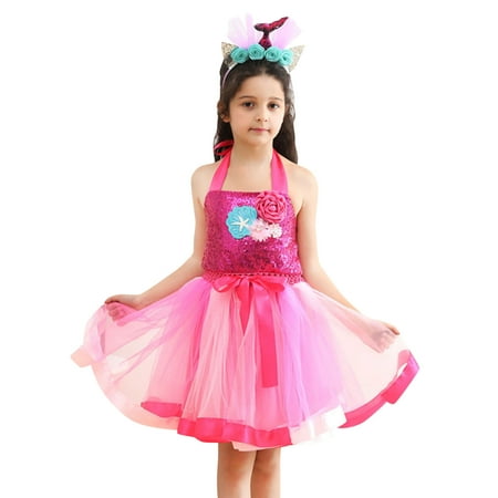 

TAIAOJING Toddler Summer Dresses for Girls Dress Fashion Dress Casual Dress Tutu Mesh Skirt Outwear Headwear Princess Dresses