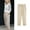 Beige, variant on Casual Pants Women Plus Size High Waist Fashion Summer Solid Color Loose Casual Ladies Cotton Linen Cropped Pants