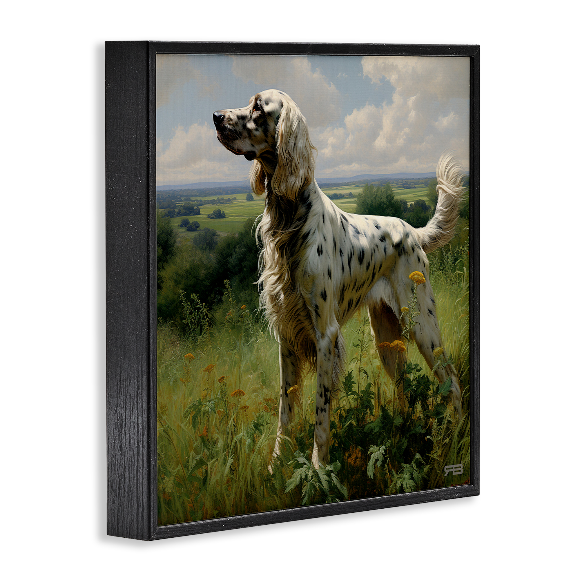 Stupell Industries Dalmatian Dog in Countryside Animals & Insects Painting Black Framed Art Print Wall Art, 12 x 12