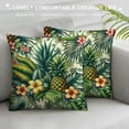 thumbnail image 3 of JRXY  Square Decorative Throw Pillow Covers Leaf Hawaiian with Pineapples Tropical Palm Leaves and Flowers Vintage Fruit Pillow Case Pillow Cover Throw Cushion Covers White, 3 of 5