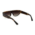 thumbnail image 4 of Flat Top Mobster Narrow Rectangular Shield Plastic Sunglasses Tortoise Brown, 4 of 4