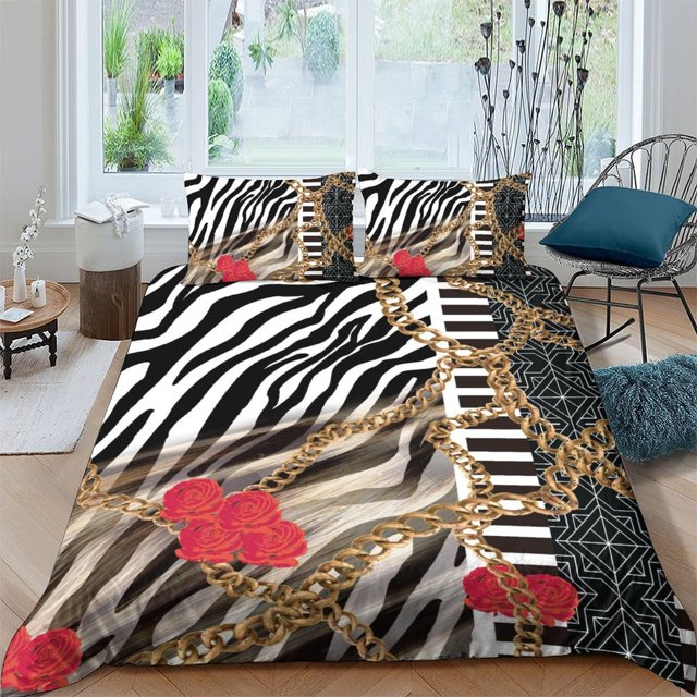 2/3pcs Home Bedclothes 3D Luxury Pattern Printed Comforter Cover Set Bedspreads for Adult,Full (80"x90")