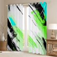 thumbnail image 2 of Manfei Waves Geometric Stripe Blackout Curtains Set of 2 (52x84 Each),Retro Graffirti Lines Window Curtains,Green White Black Curtains and Drapes For Boys Girls,Microfiber Bedroom Decor, 2 of 6