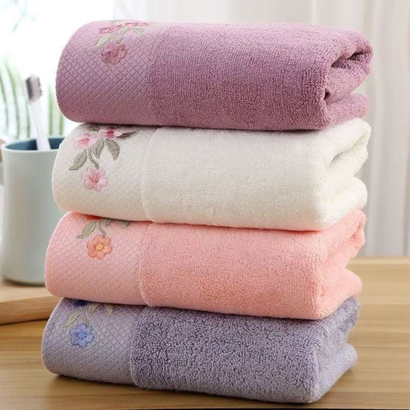 KOYPTL Hand Towels Embroidered Floral Pattern 100% Cotton Absorbent Soft Decorative Towel for Bathroom