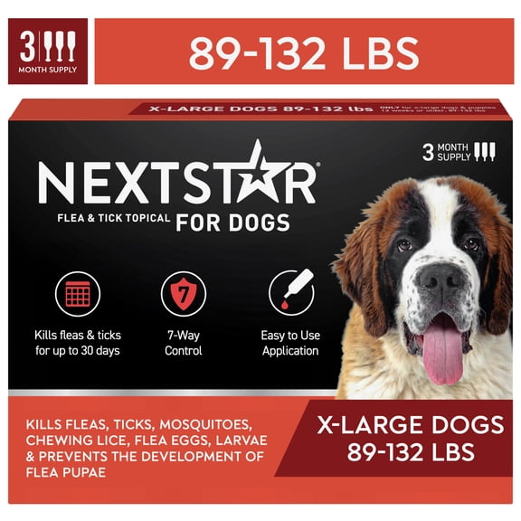 NEXTSTAR Flea & Tick Topical Prevention for Dogs 89-132 lbs, 3-Month Supply