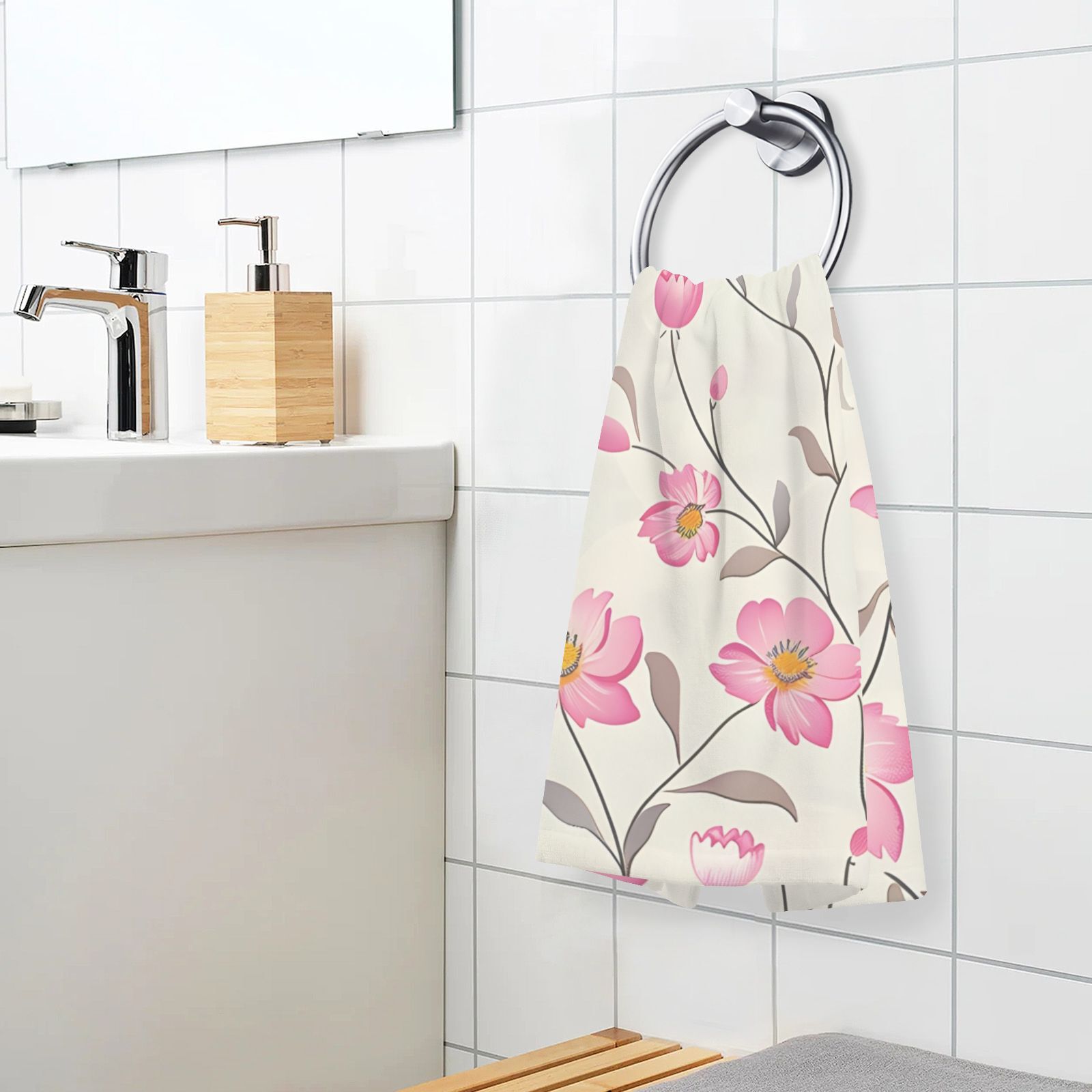 Little Flowers Floral Hand Towels Cotton Bath Towels Large Face Towels Absorbent for Bathroom 2 Packs
