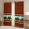 thumbnail image 2 of Manfei Jungle Bear Pine Black Out Curtains,Rustic Western Aztec Curtains Pack of 2 (42x63 Each),Orange Black Grid Bedroom Curtains For Boy,Microfiber Bedroom Decor, 2 of 6