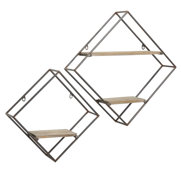 The Novogratz 12", 16"H Diamond 3-Tier Black Wall Shelf (2 Count)