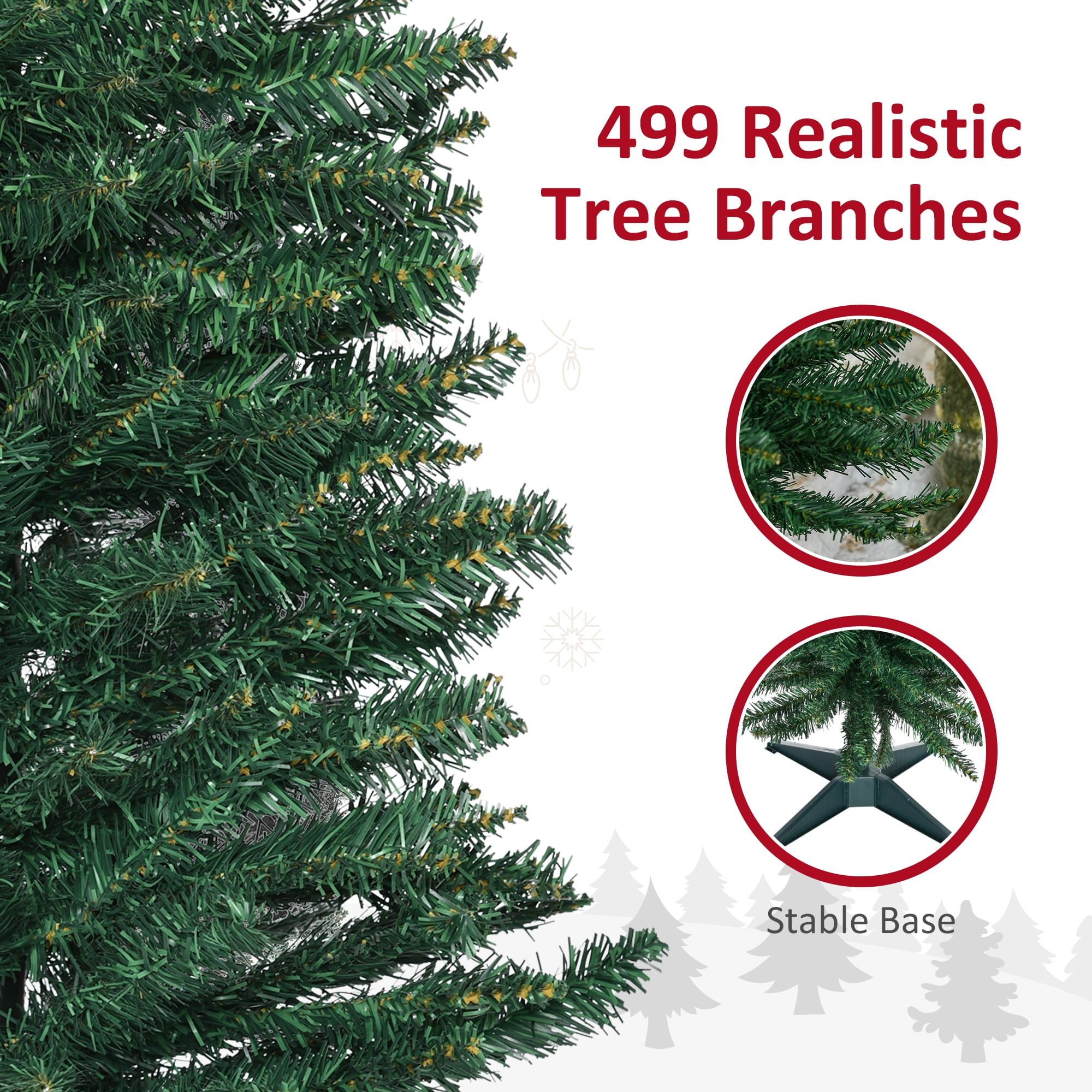 Astoutdoor 7 ft Artificial Christmas Tree, Slim Pencil Style, 499 Tips, Green Plastic, Detachable Base