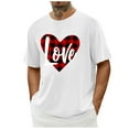 thumbnail image 1 of Tops para hombre, blusas y camisas de cuello redondo y manga corta para hombre. Camiseta/camisa informal de cuello redondo y manga corta con estampado de corazones para hombre. Tops de poliéster para, 1 of 4