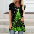 thumbnail image 2 of Camiseta Impresa con Cuello en V de Manga de Raglan de la Parte Trasera Larga Delantera Corta de las Mujeres de Navidad, Vacaciones Informales, 2 of 7