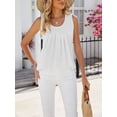 thumbnail image 2 of TEMOFON Womens Tank Tops Summer Sleeveless Tops for Women Solid Casual Blouses Crew Neck Elegant Chiffon Vest White Tee, 2 of 6