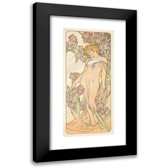 Alphonse Mucha 8x14 Black Modern Framed Museum Art Print Titled - The Iris (1897)