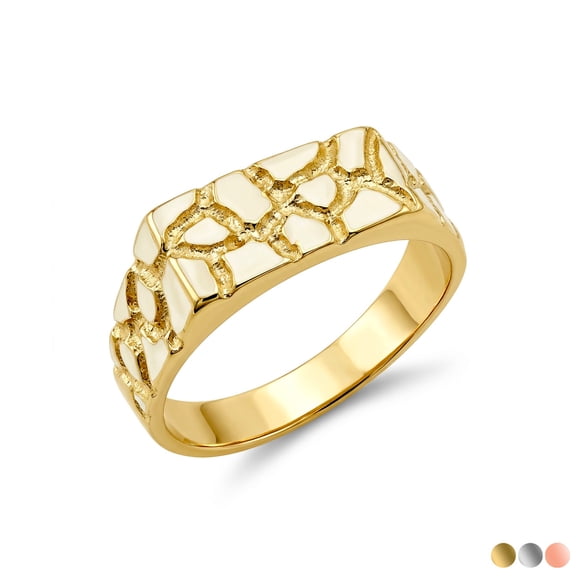10k Yellow Gold Nugget Ring - Men's Pinky Ring Size 8